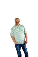 Dragonfly Dreams Bamboo Sage Gingham Men's Polo Shirt