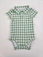 Dragonfly Dreams Bamboo Sage Gingham Polo Bodysuit