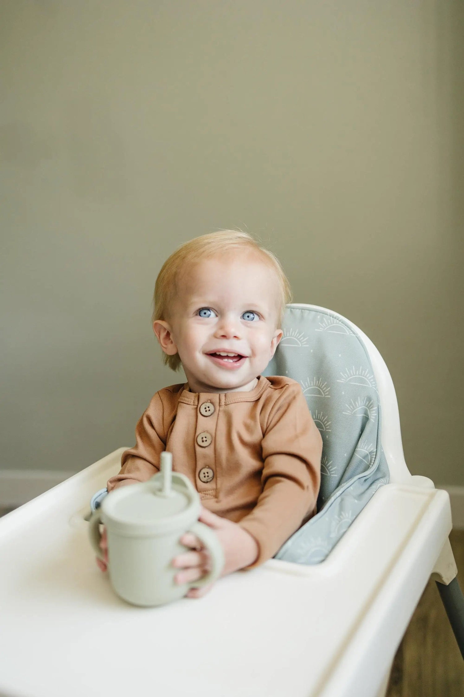 Little Joy Co. Sage Green Suns IKEA Antilop Highchair Cushion Cover - Wipeable, Highchair Accessories - 
