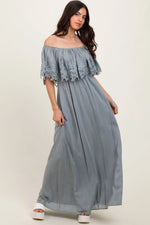 Sage Lace Off Shoulder Maxi Dress - Shoulder, Dress, Gown, Formal wear, Day Dress | Everetts Place