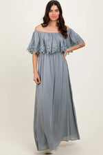 PinkBlush Sage Lace Off Shoulder Maxi Dress - 