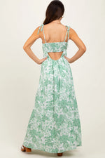 PinkBlush Sage Leaf Print Sleeveless Open Back Smocked Maxi Dress - 