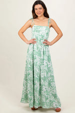 PinkBlush Sage Leaf Print Sleeveless Open Back Smocked Maxi Dress - 