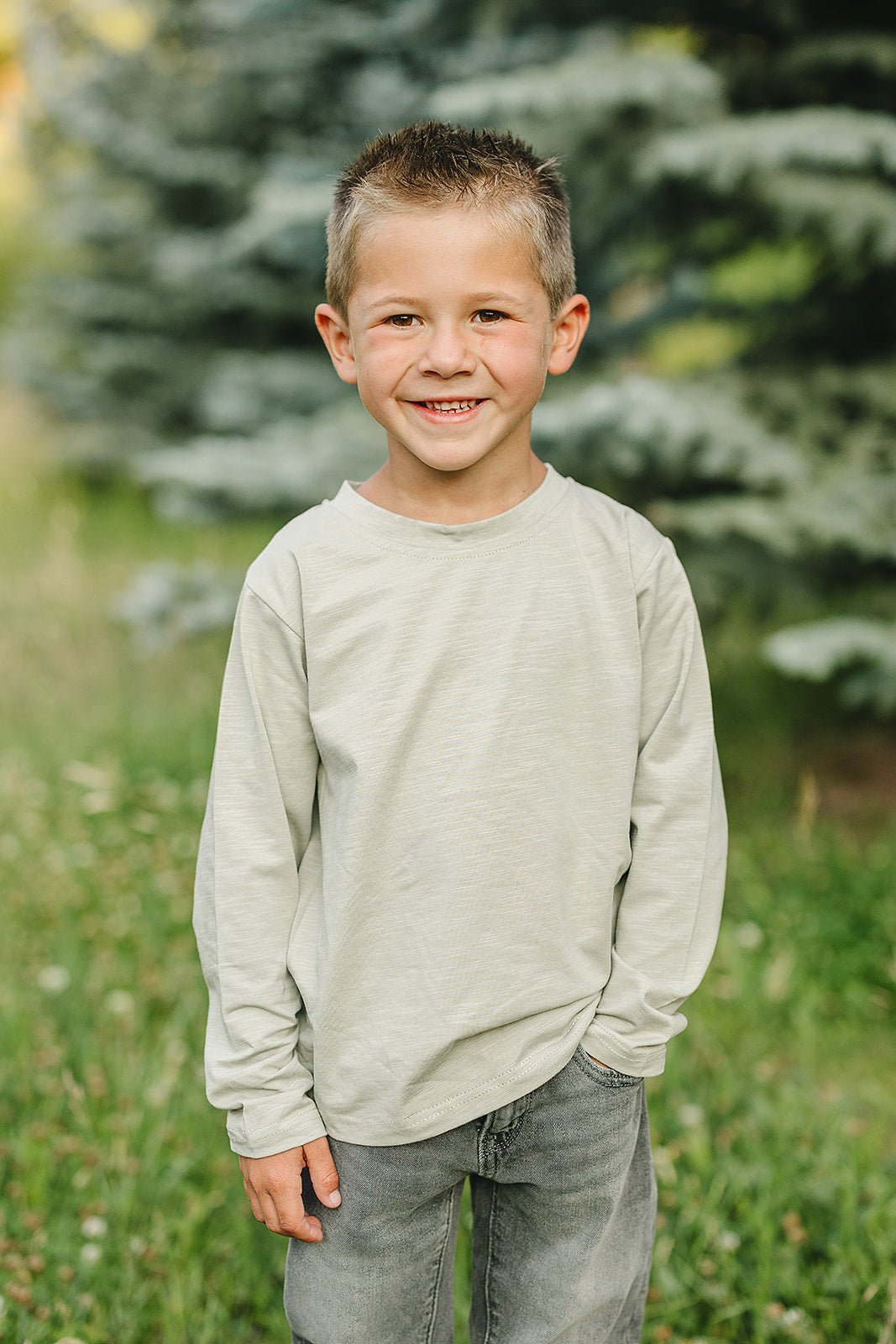 Mebie Baby Sage Long Sleeve Cotton Tee - 