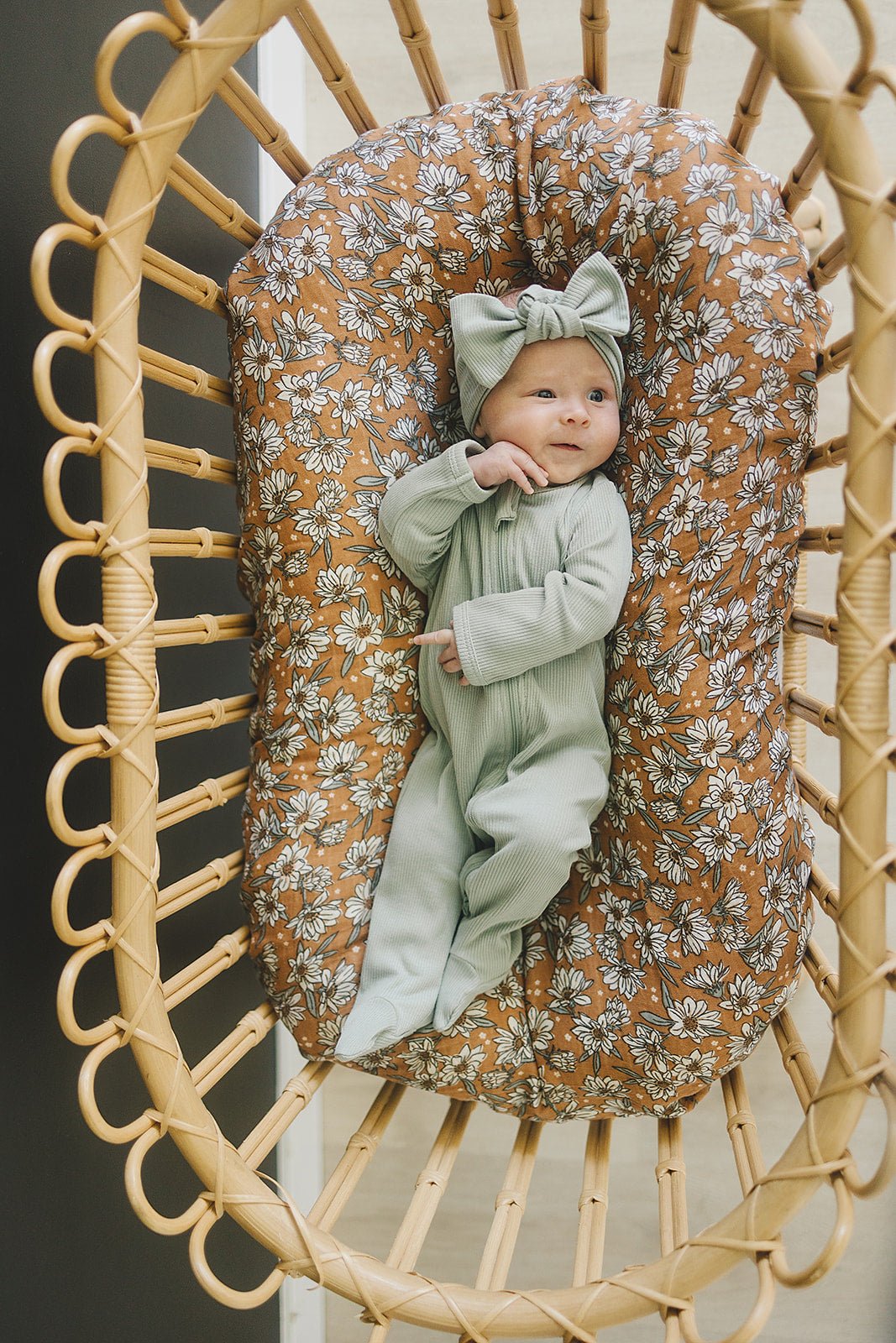 Mebie Baby Sage Organic Cotton Ribbed Head Wrap One Size For Babies And Up - 
