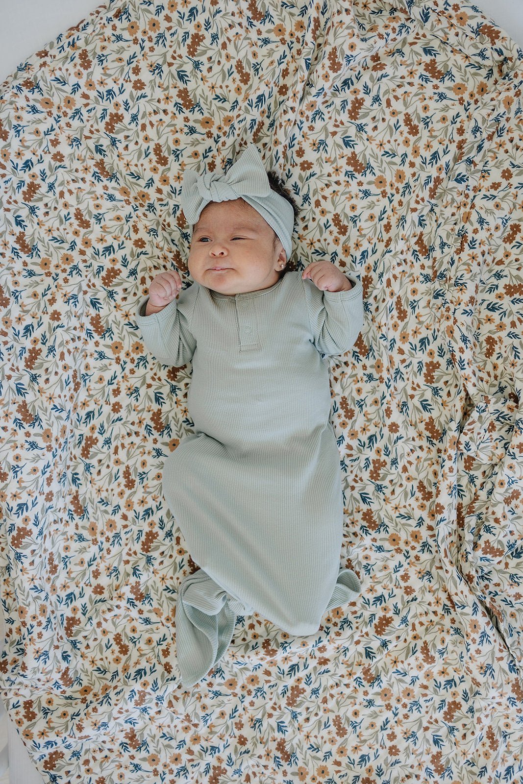 Mebie Baby Sage Organic Cotton Ribbed Head Wrap One Size For Babies And Up - 