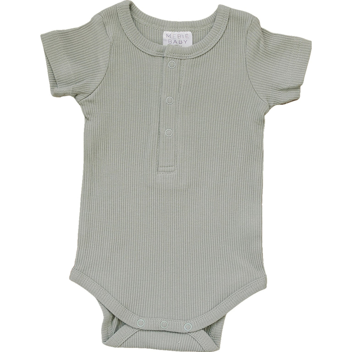 Mebie Baby Sage Organic Cotton Ribbed Snap Bodysuit for Babies - 