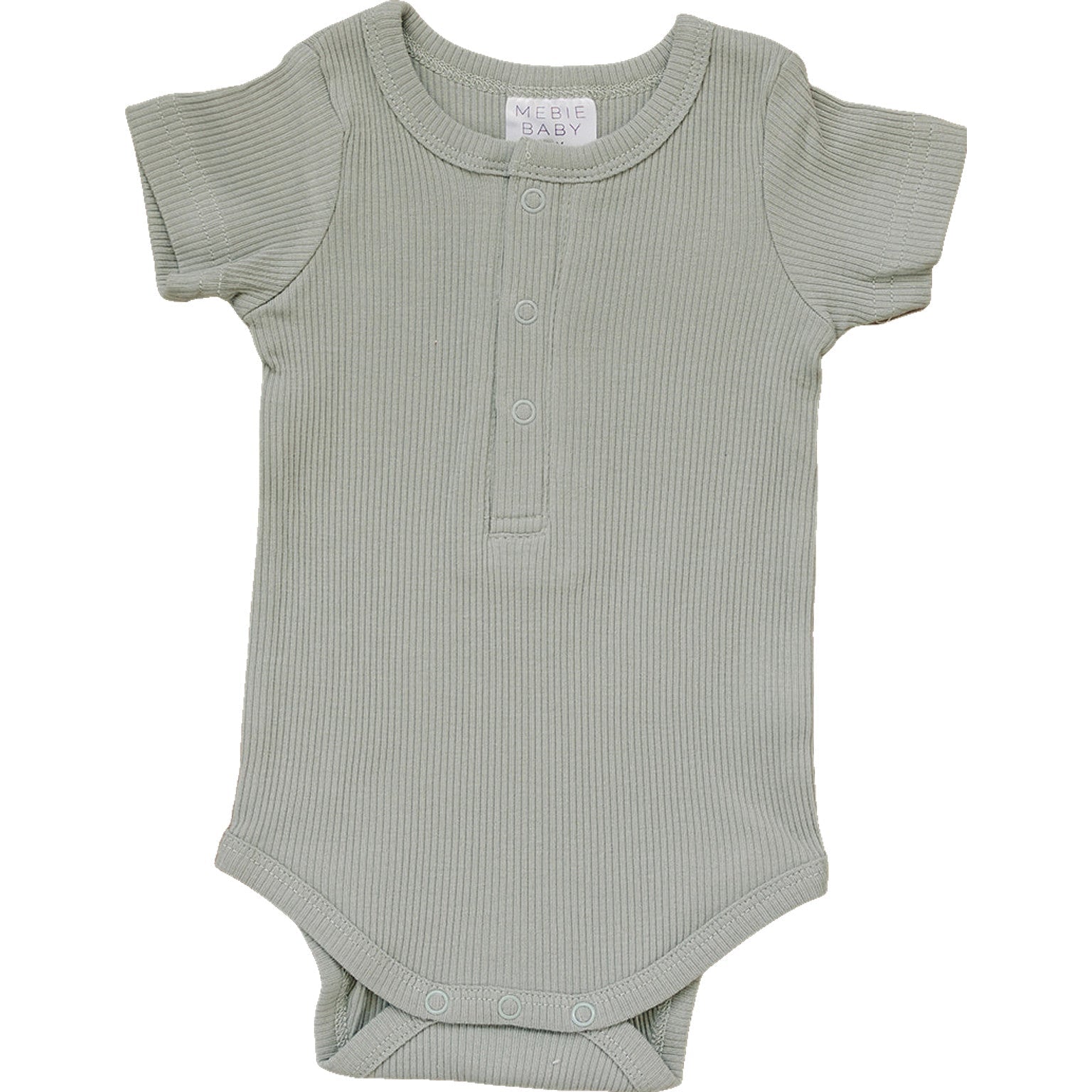 Mebie Baby Sage Organic Cotton Ribbed Snap Bodysuit for Babies - 