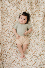 Mebie Baby Sage Organic Cotton Ribbed Snap Bodysuit for Babies - 