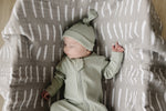 Mebie Baby Sage Organic Ribbed Newborn Knot Hat - 