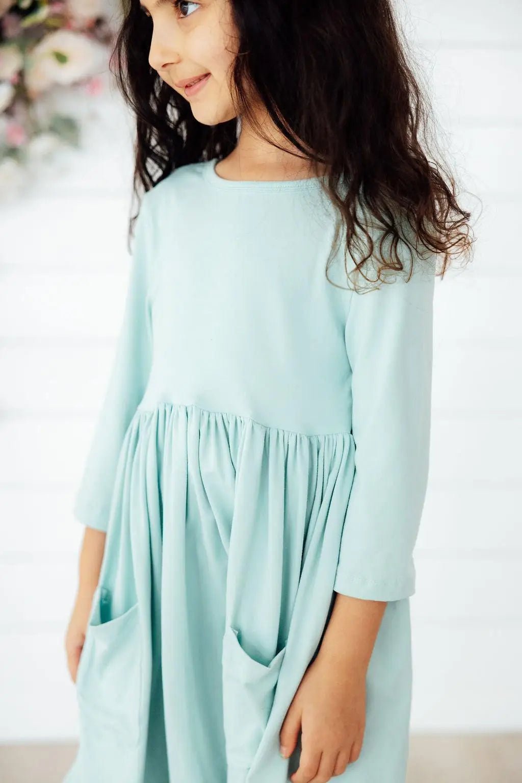 Mila & Rose ® Sage Three Quarter Sleeve Pocket Twirl Dress For Toddler Girls - 