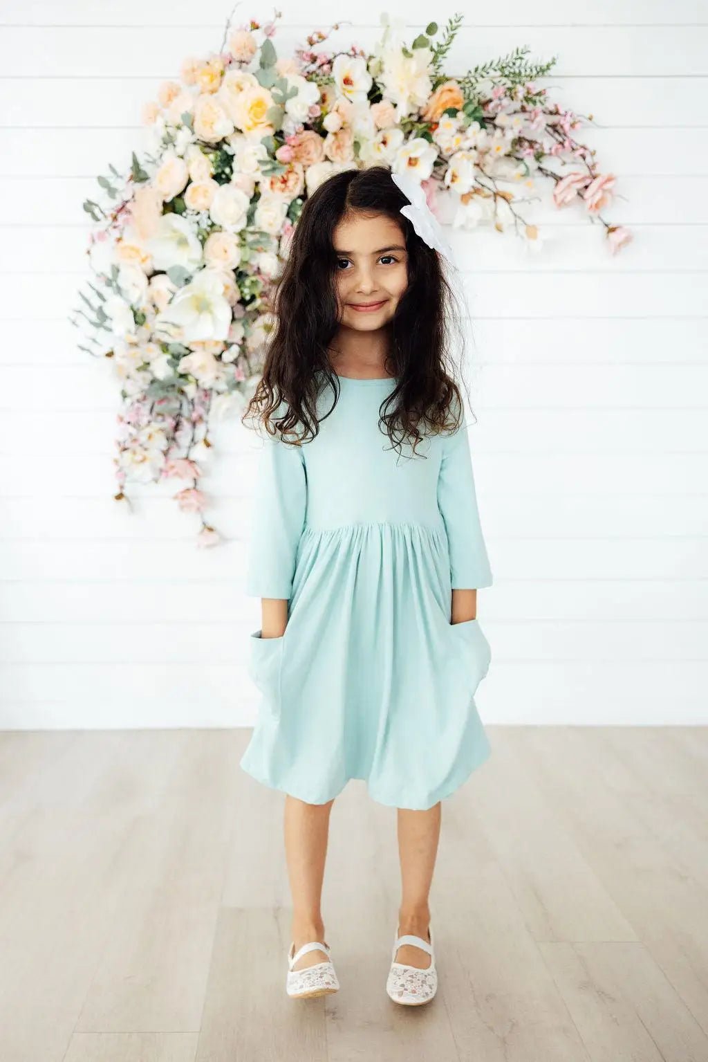 Mila & Rose ® Sage Three Quarter Sleeve Pocket Twirl Dress For Toddler Girls - 