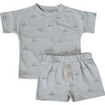 Mebie Baby Sailboat Button Short Set for Baby and Toddler Soft Cotton Spandex Blend - 