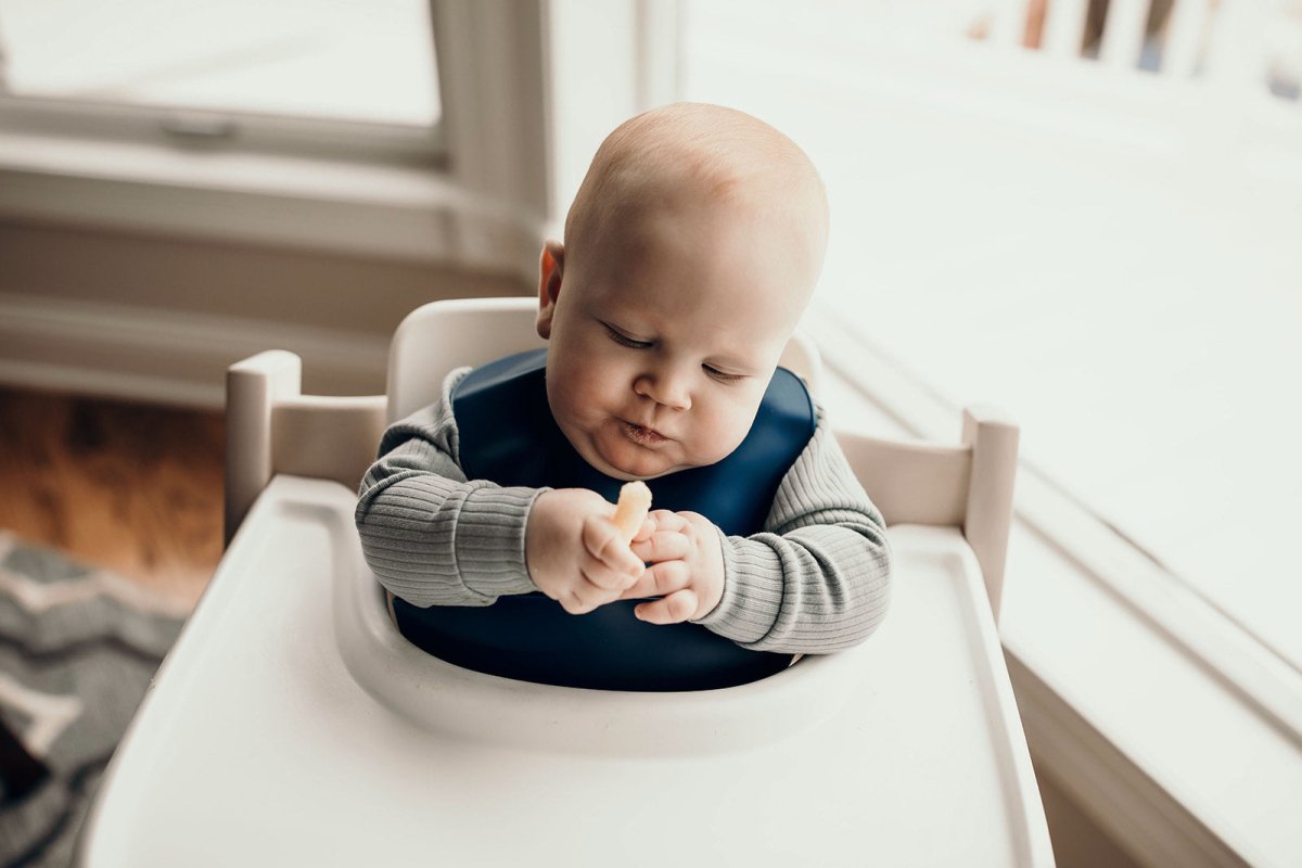 Three Little Tots Sailor Blue Silicone Bib with Crumb Catcher - 