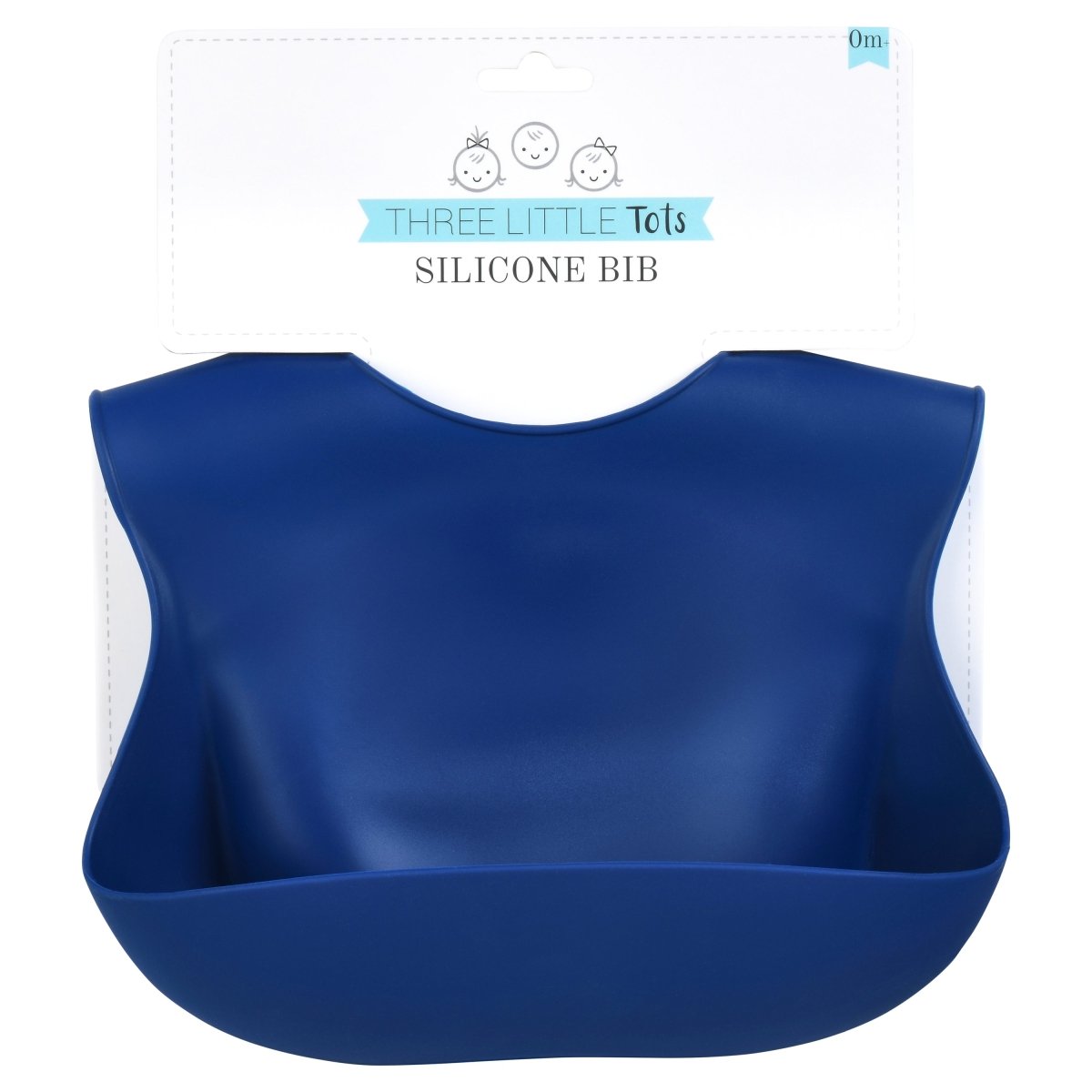 Three Little Tots Sailor Blue Silicone Bib with Crumb Catcher - 