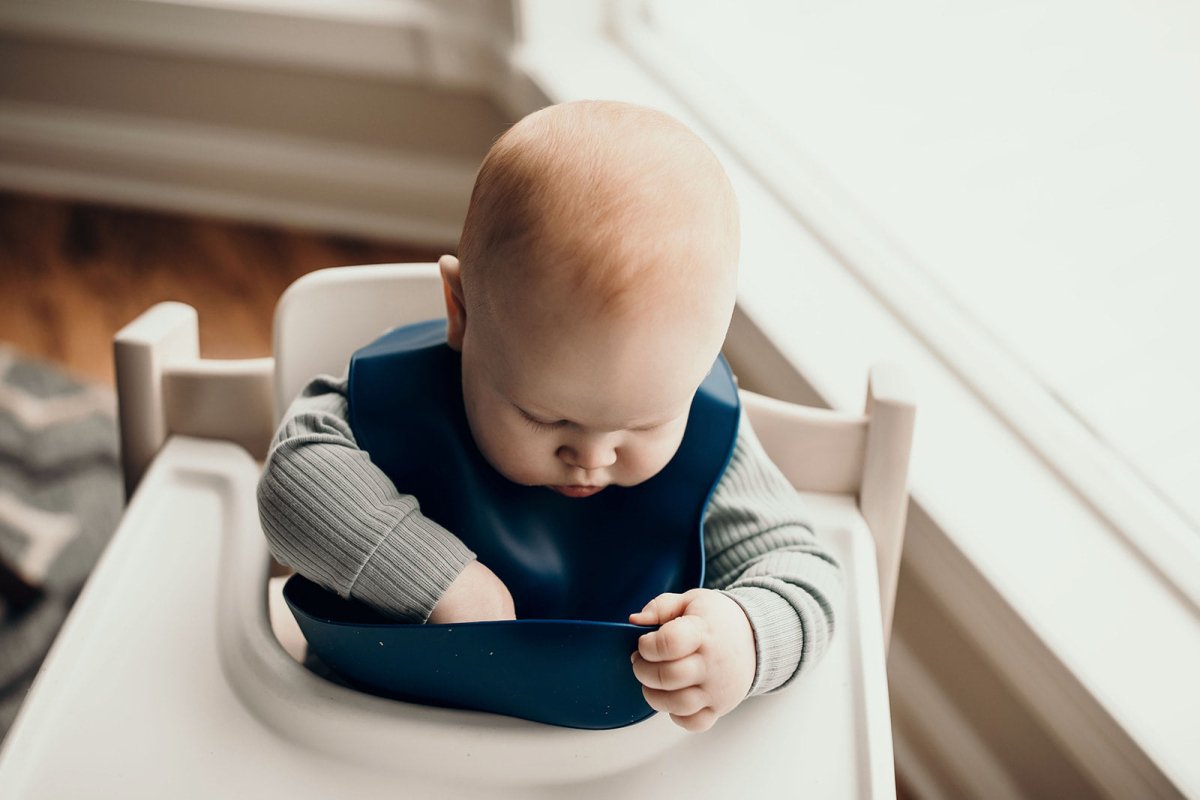 Three Little Tots Sailor Blue Silicone Bib with Crumb Catcher - 