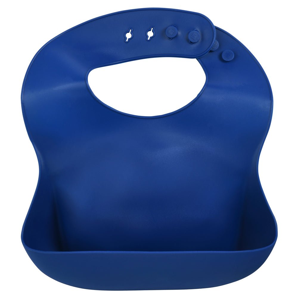 Three Little Tots Sailor Blue Silicone Bib with Crumb Catcher - 