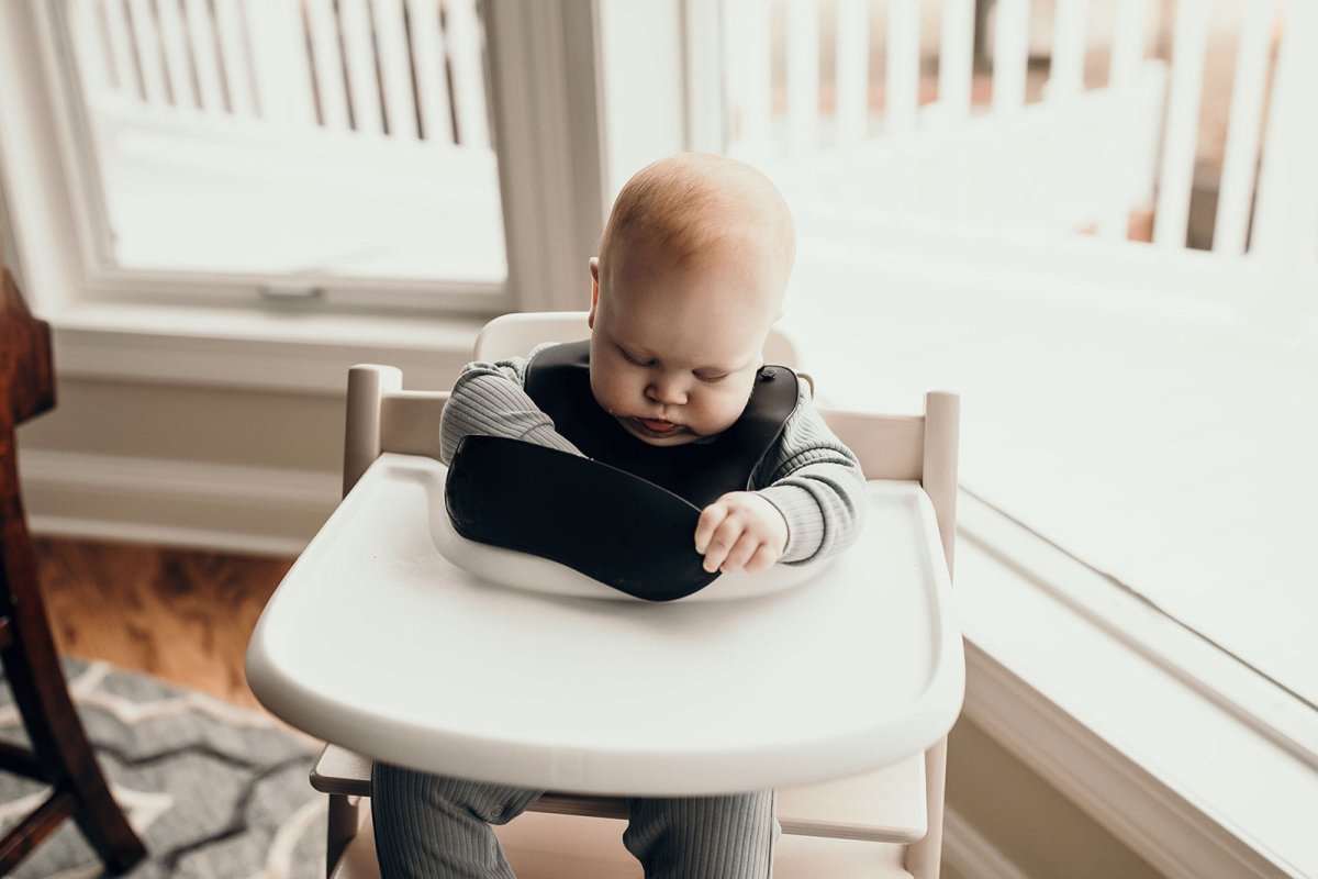 Three Little Tots Sailor Blue Silicone Bib with Crumb Catcher - 