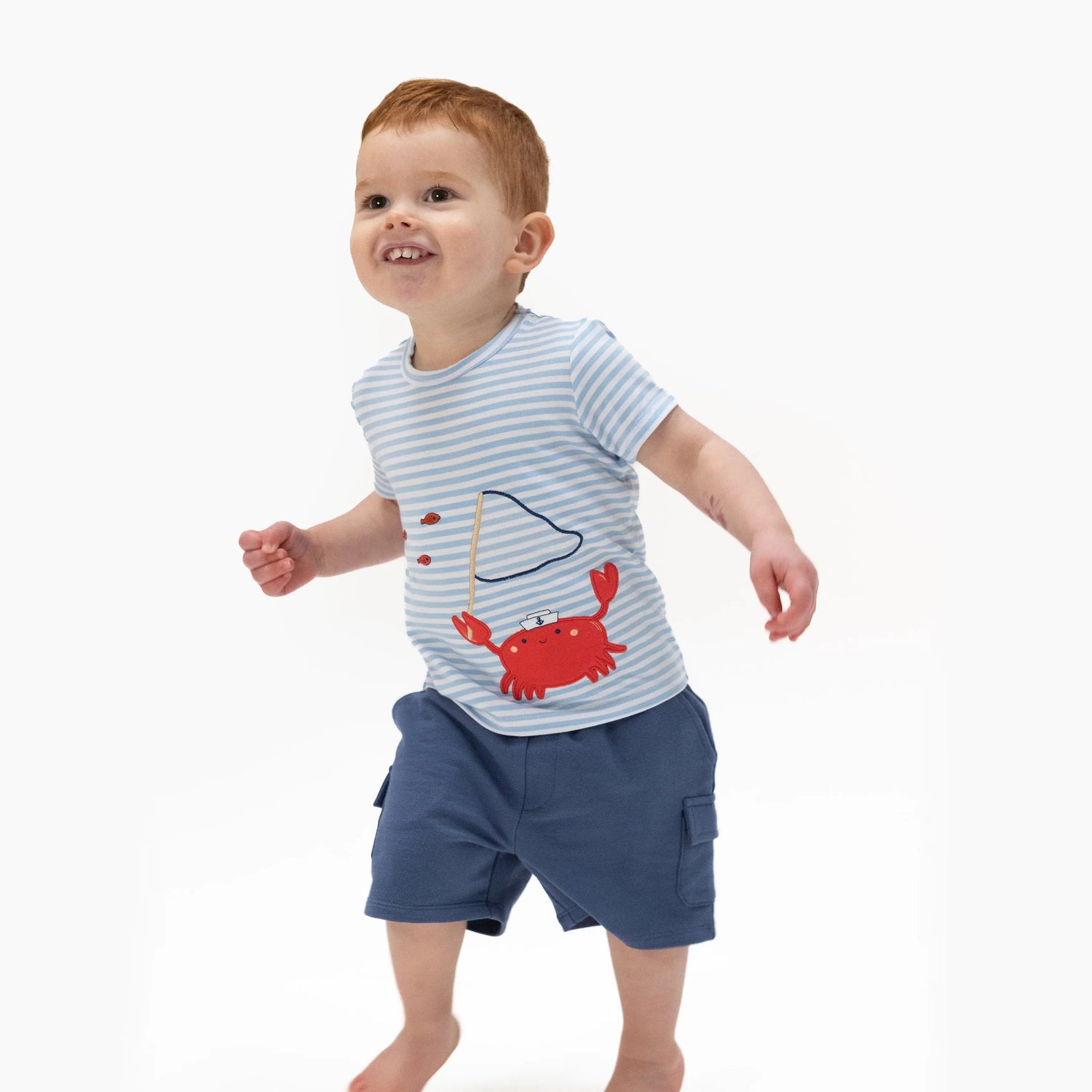 Angel Dear Sailor Sea Creatures Appliques - Crew Neck Tee with Cargo Short - 