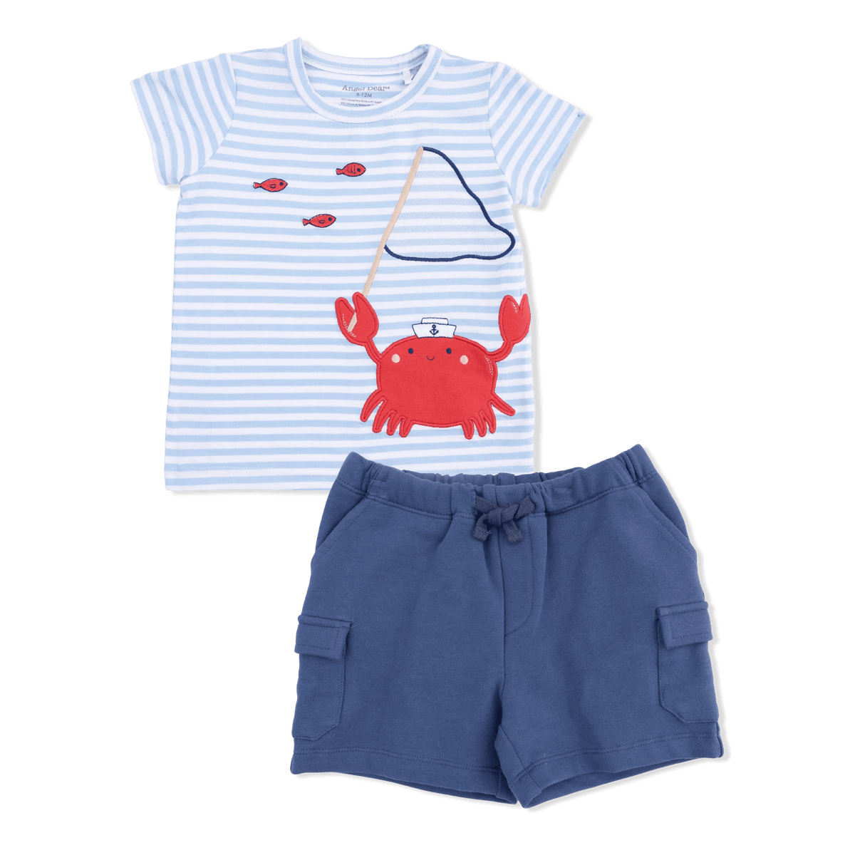 Angel Dear Sailor Sea Creatures Appliques - Crew Neck Tee with Cargo Short - 