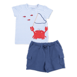 Angel Dear Sailor Sea Creatures Appliques - Crew Neck Tee with Cargo Short - 