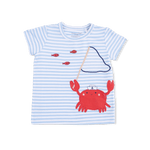 Angel Dear Sailor Sea Creatures Appliques - Crew Neck Tee with Cargo Short & Oceana Bucket Hat - 