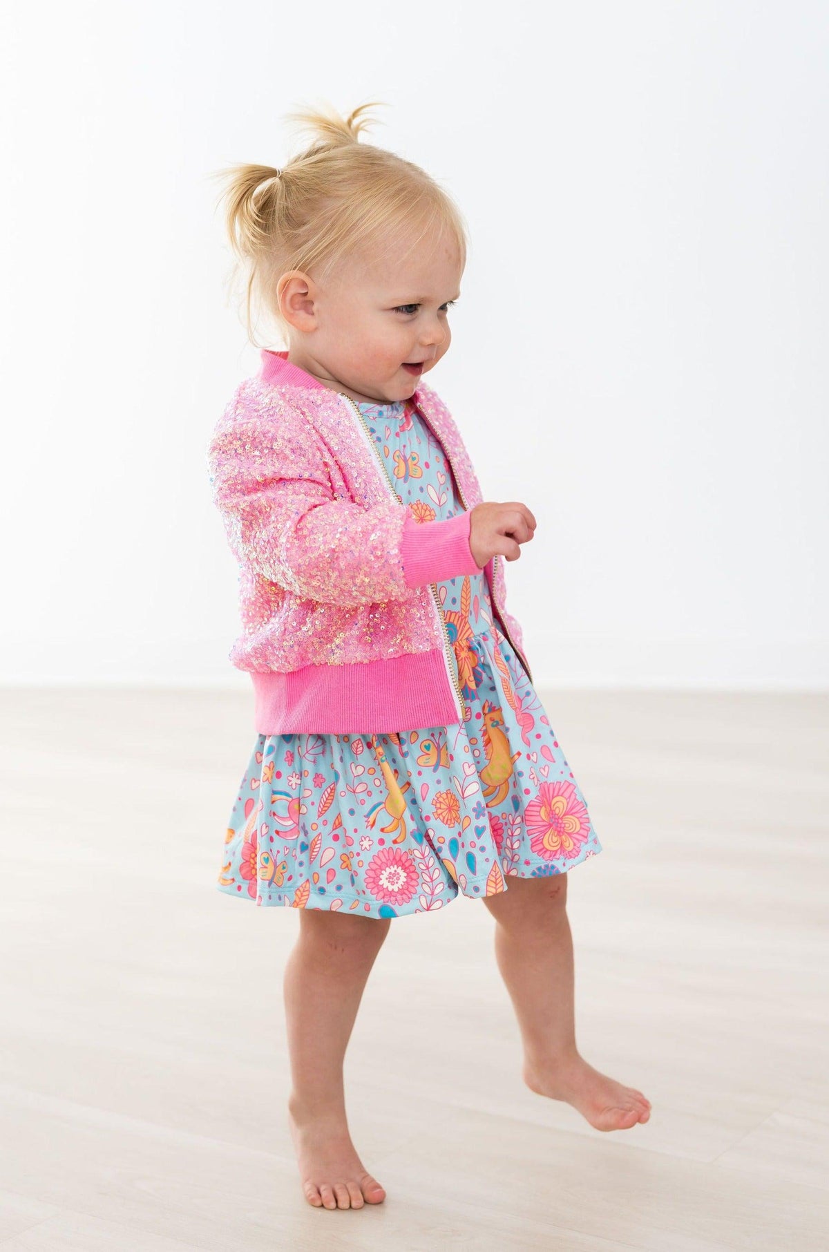 Mila & Rose ® SALE Blue Retro Unicorns S/S Twirl BodysuitEveretts Place
