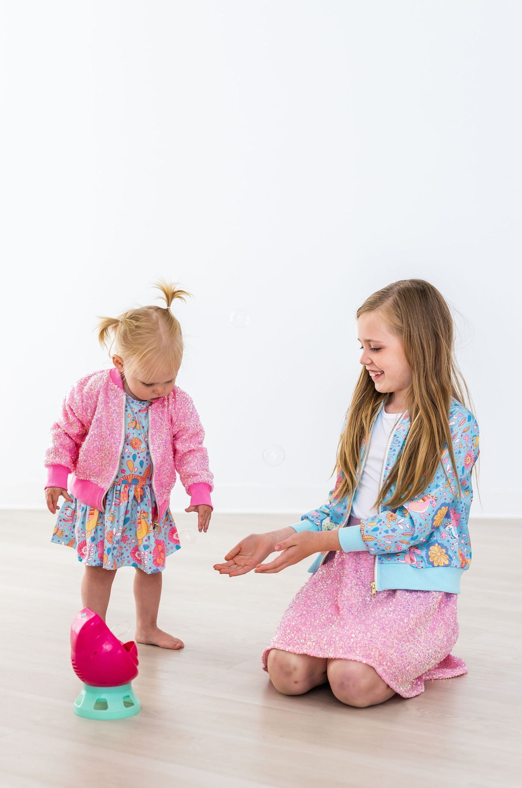 Mila & Rose ® SALE Blue Retro Unicorns S/S Twirl BodysuitEveretts Place