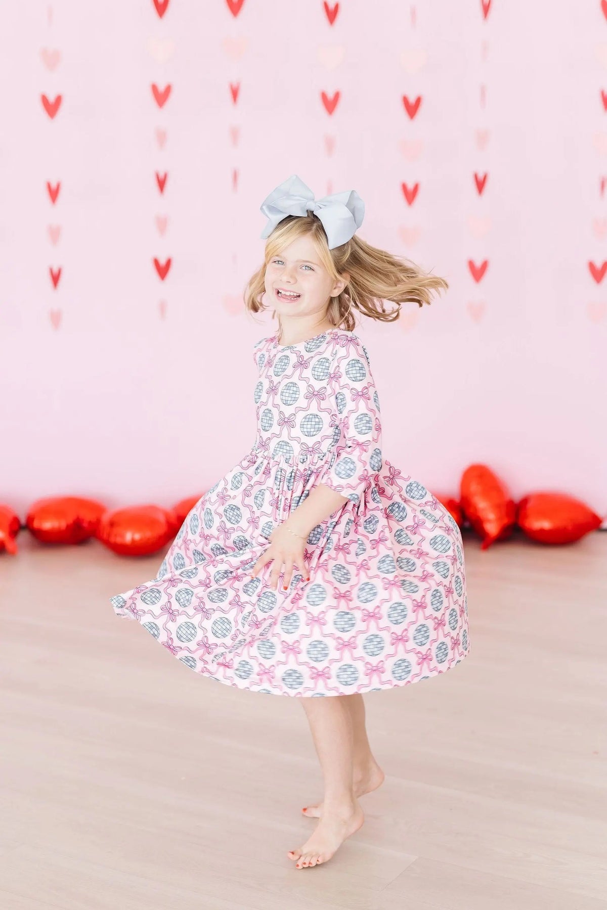 Mila & Rose ® SALE Disco Bows 3/4 Sleeve Pocket Twirl Dress - 