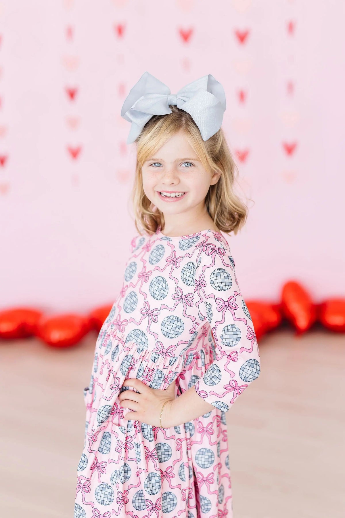 Mila & Rose ® SALE Disco Bows 3/4 Sleeve Pocket Twirl Dress - 