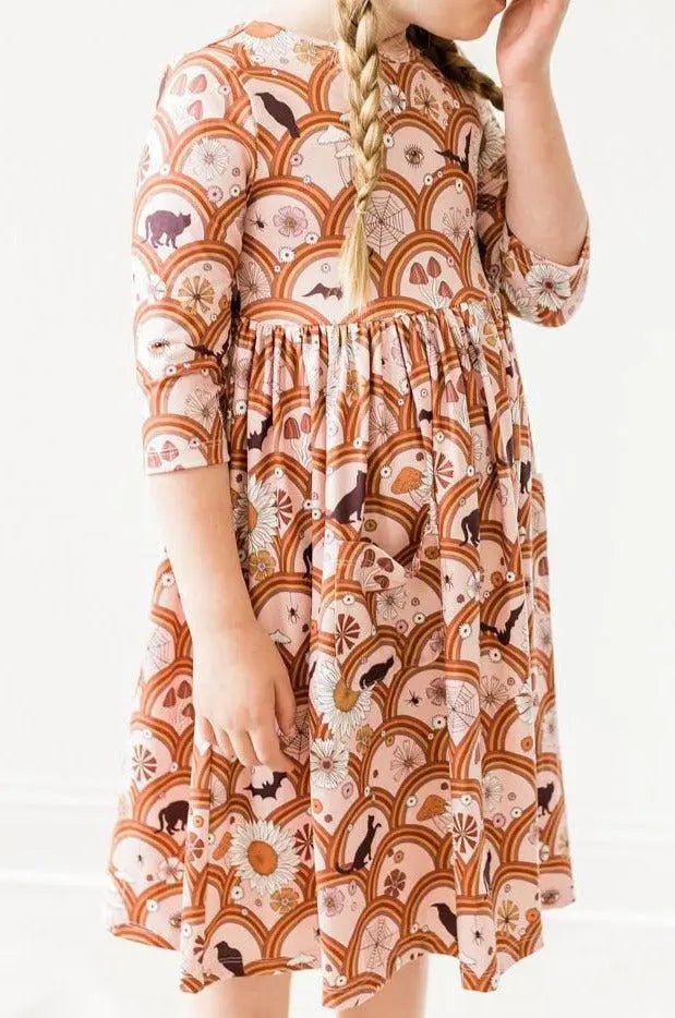 Mila & Rose ® SALE Hocus Pocus 3/4 Sleeve Pocket Twirl Dress - 