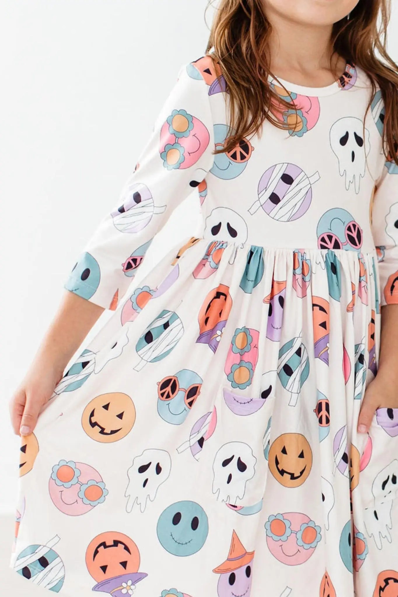 Mila & Rose ® SALE Monster Mash 3/4 Sleeve Pocket Twirl Dress - 