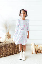 Mila & Rose ® SALE Pumpkin Picnic 3/4 Sleeve Ruffle Twirl Dress - 
