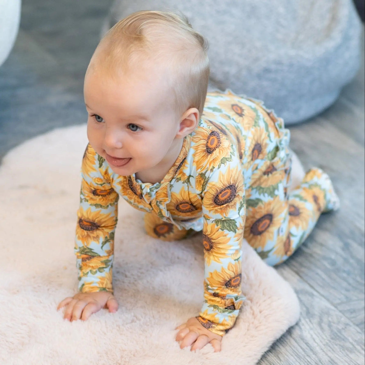 Sweet Bamboo Sammy's Sunflower Ruffle Footie - 
