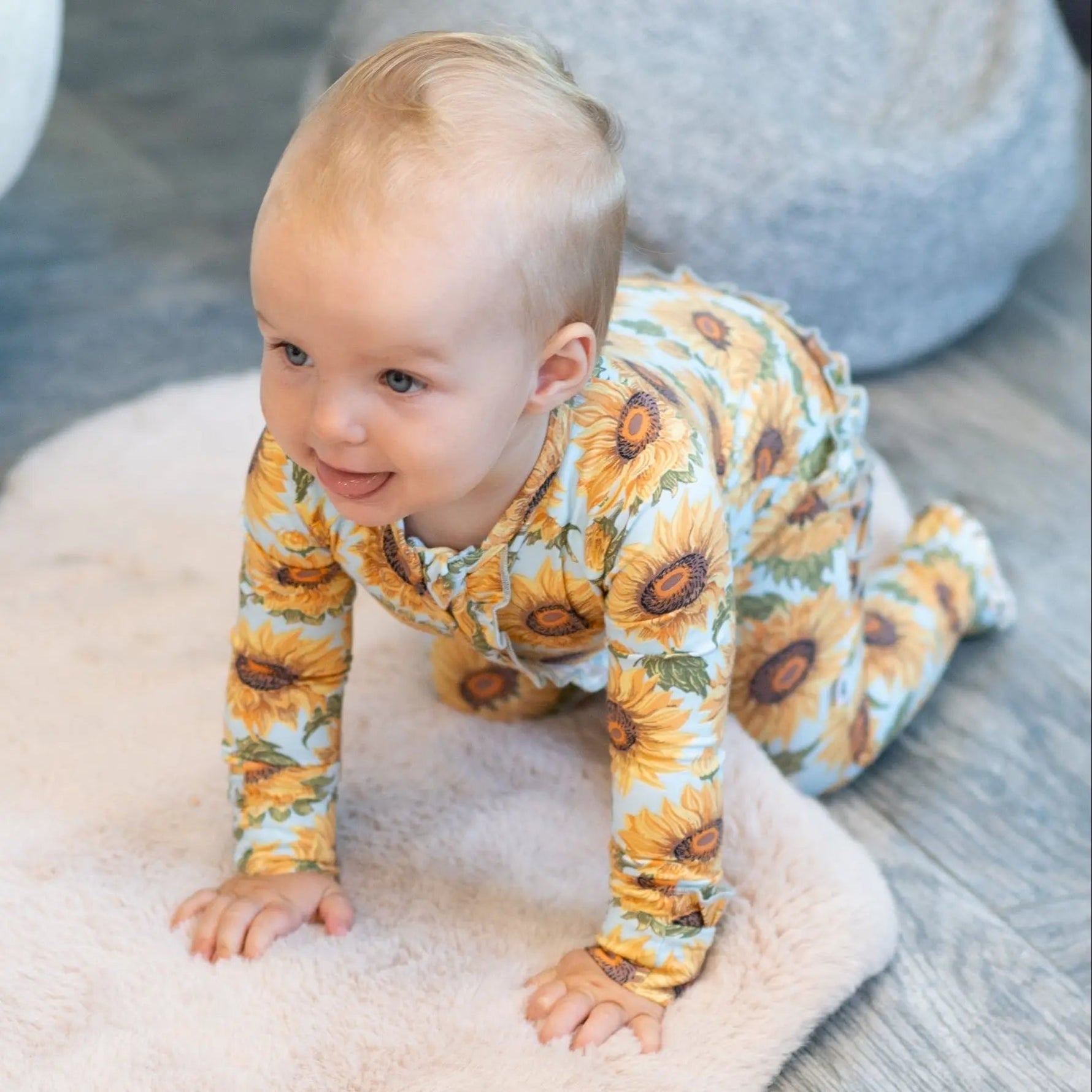 Sweet Bamboo Sammy's Sunflower Ruffle Footie - 