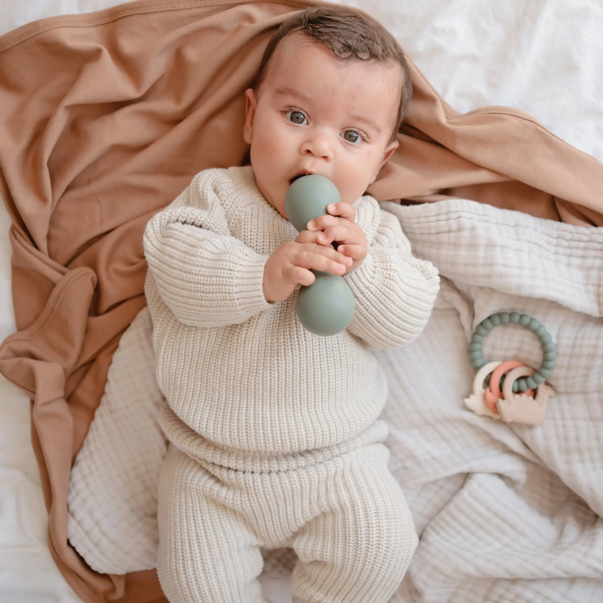Silicone Baby Rattle Toy for Infants Gentle Sensory Experience Easy to Hold Design Mushie
