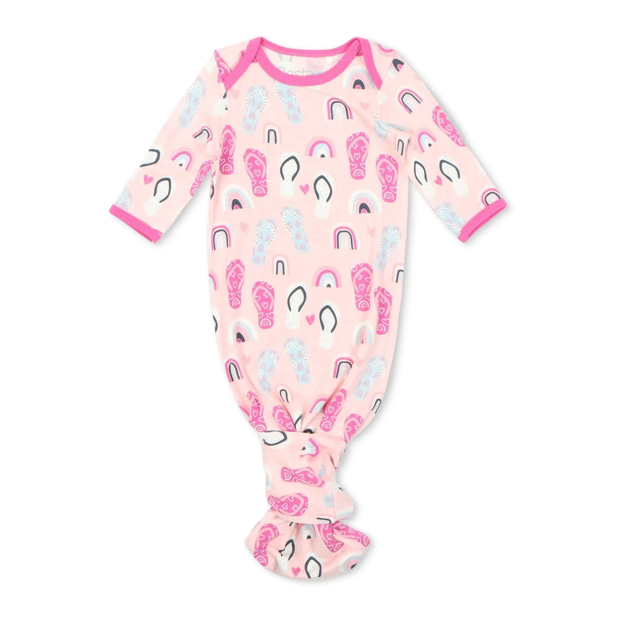 Sandy Beach Knot Gown - Sleeve, Baby & Toddler Clothing, White, Textile, Pink | Everetts Place