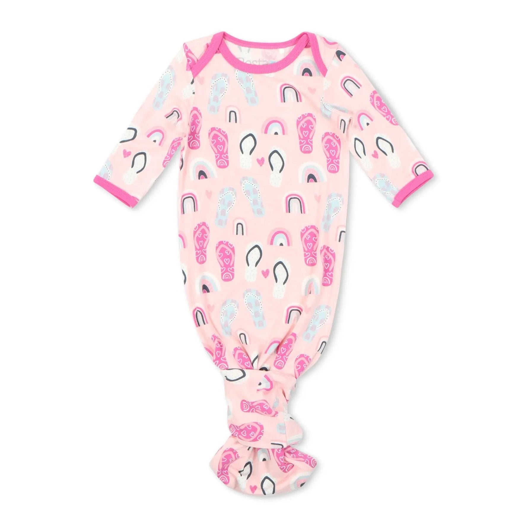 Sandy Beach Knot Gown - Sleeve, Baby & Toddler Clothing, White, Textile, Pink | Everetts Place