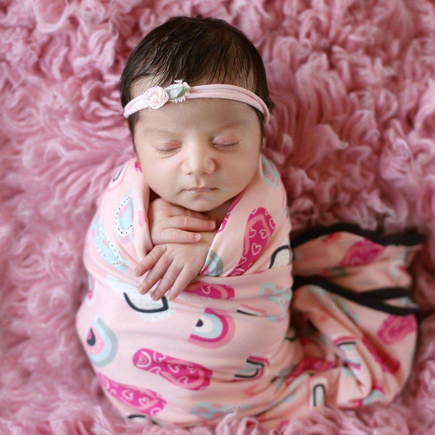Bamboo Swaddle Blanket, Flip Flops Rainbow Print, 45x45 Inch
