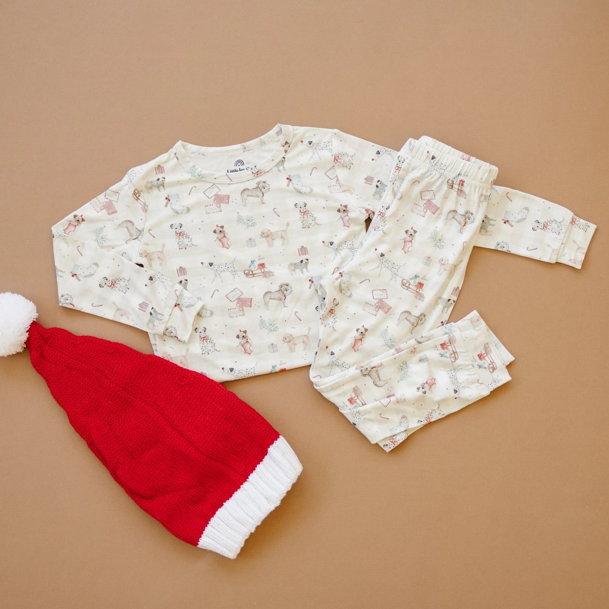 Little Joy Co. Santa Paws 2pc Bamboo Pajamas For Kids Holiday Set - Everetts Place Boutique - 