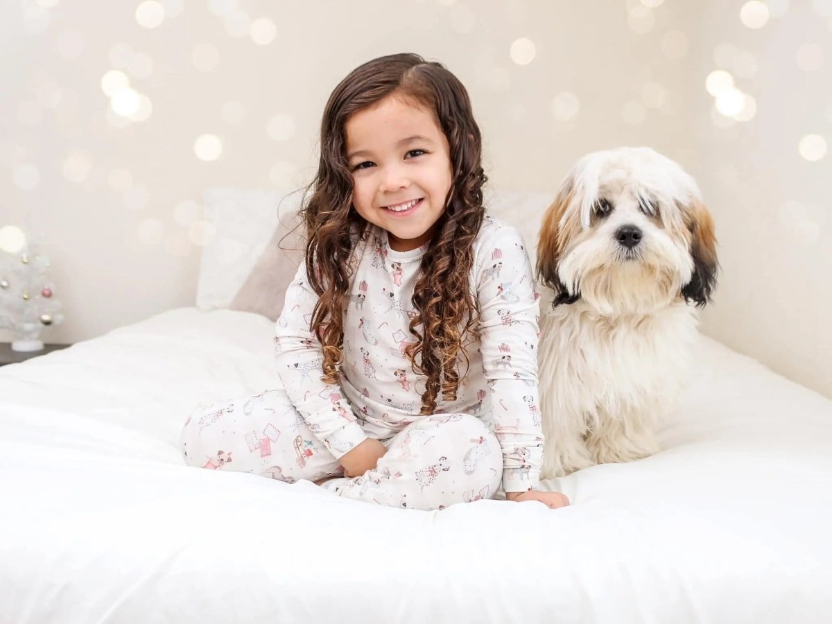 Little Joy Co. Santa Paws 2pc Bamboo Pajamas For Kids Holiday Set - Everetts Place Boutique - 