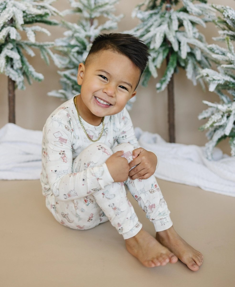 Little Joy Co. Santa Paws 2pc Bamboo Pajamas For Kids Holiday Set - Everetts Place Boutique - 