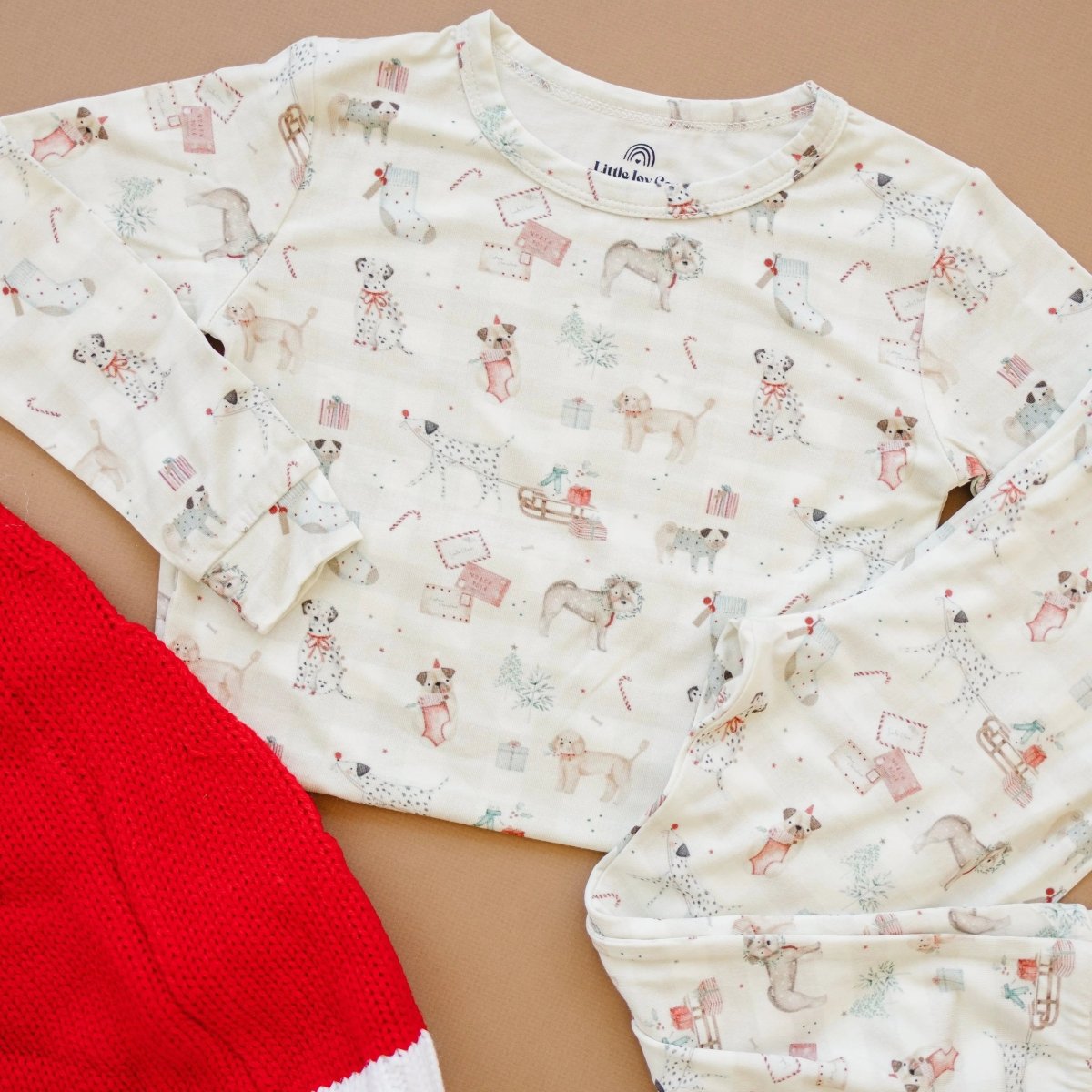 Little Joy Co. Santa Paws 2pc Bamboo Pajamas For Kids Holiday Set - Everetts Place Boutique - 