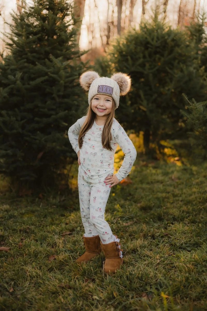 Little Joy Co. Santa Paws 2pc Bamboo Pajamas For Kids Holiday Set - Everetts Place Boutique - 