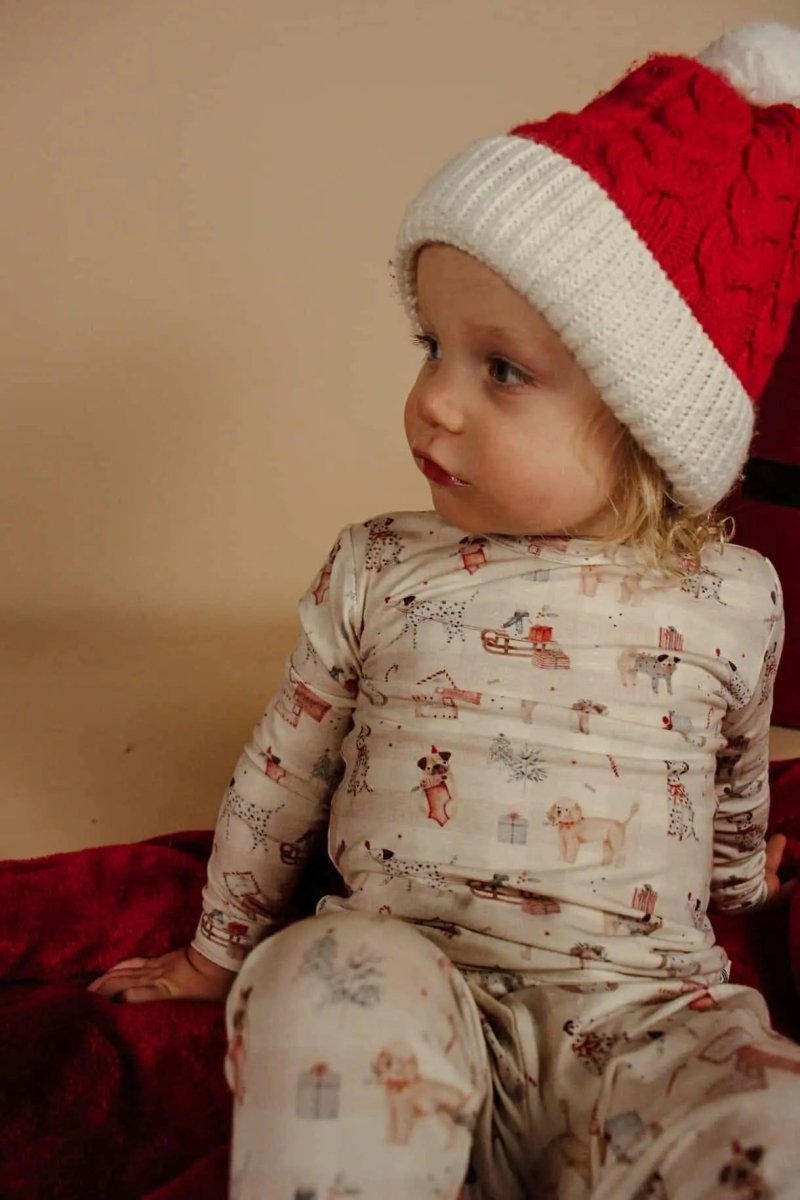 Little Joy Co. Santa Paws 2pc Bamboo Pajamas For Kids Holiday Set - Everetts Place Boutique - 