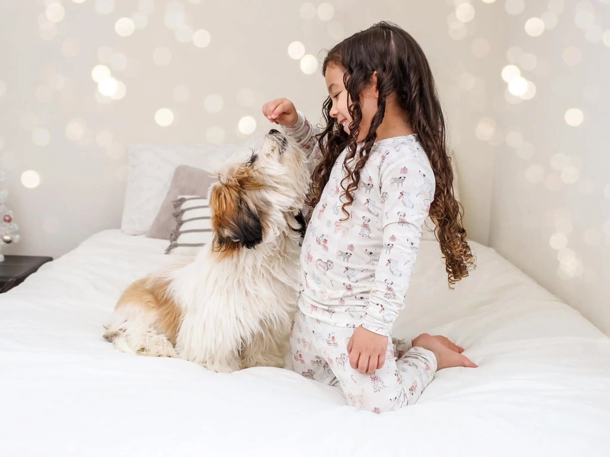 Little Joy Co. Santa Paws 2pc Bamboo Pajamas For Kids Holiday Set - Everetts Place Boutique - 