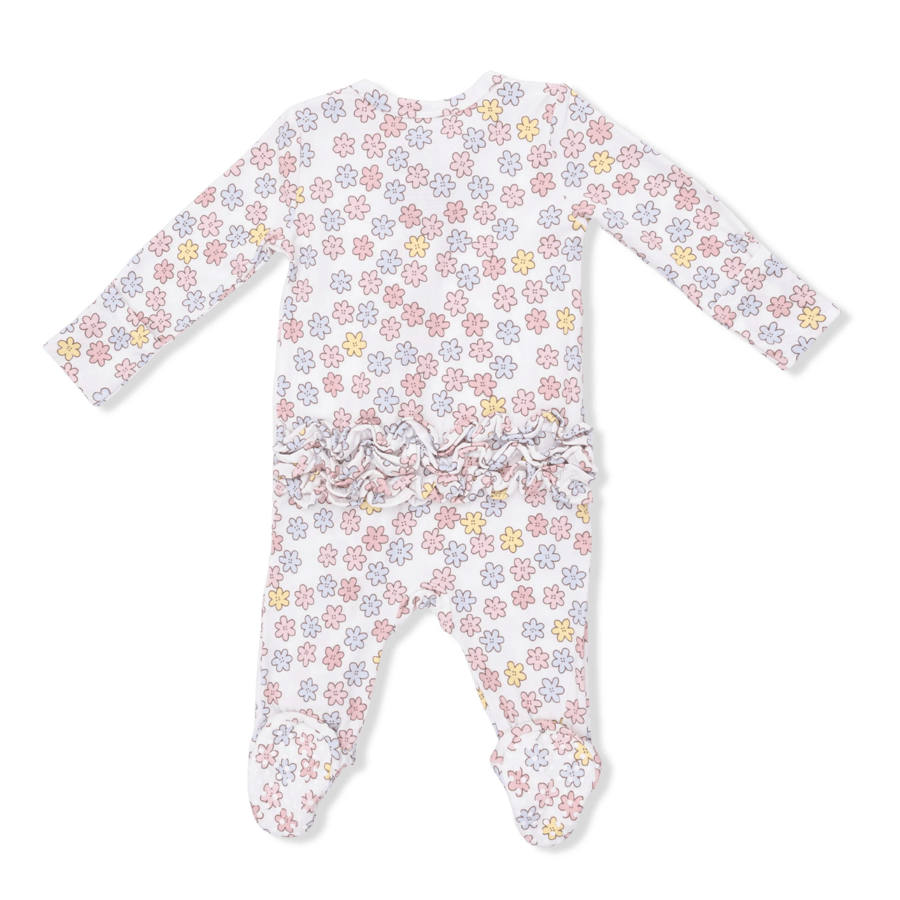 Angel Dear Sarah Floral - 2 Way Ruffle Back Zipper Footie - 