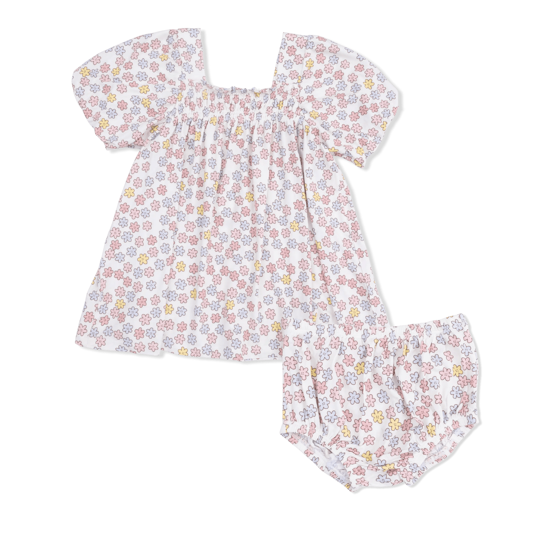 Angel Dear Sarah Floral - Puff Sleeve Dress with Bloomer - 