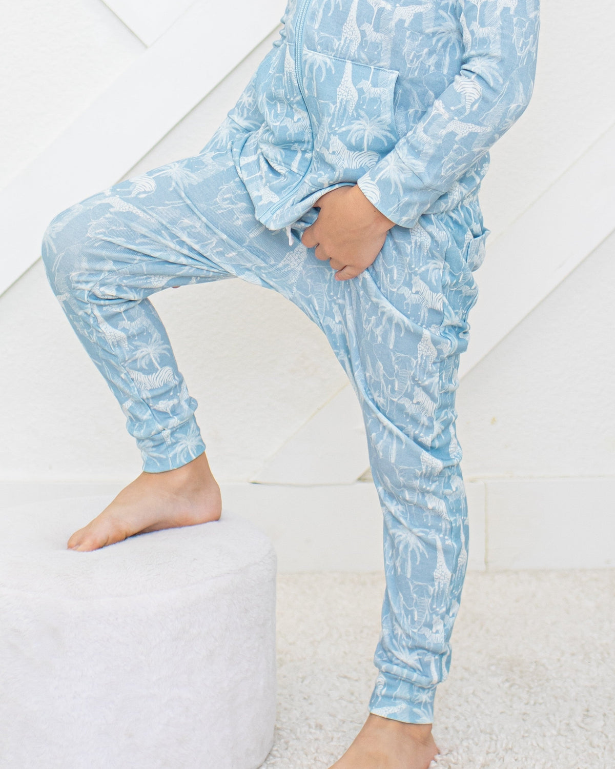 Savanna blue relaxed fit baby joggers with elastic waist and drawstring