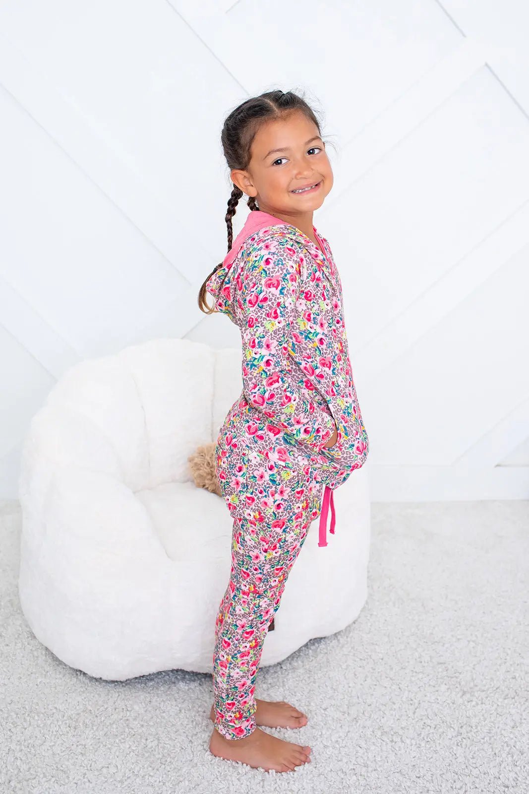 Bestaroo Savanna Rose Bamboo Cotton Blend Zipper Hoodie For Kids With Lined Hood - 